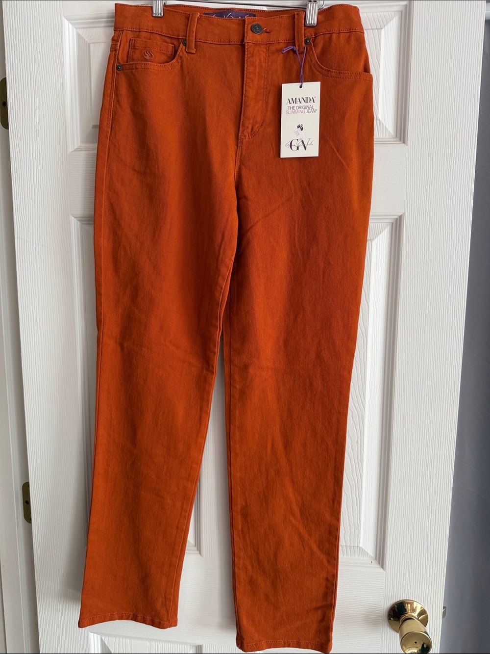 Gloria Vanderbilt Straight-Leg slimming jeans in Rich Rust 6 NWT $48 FALL SKU 67